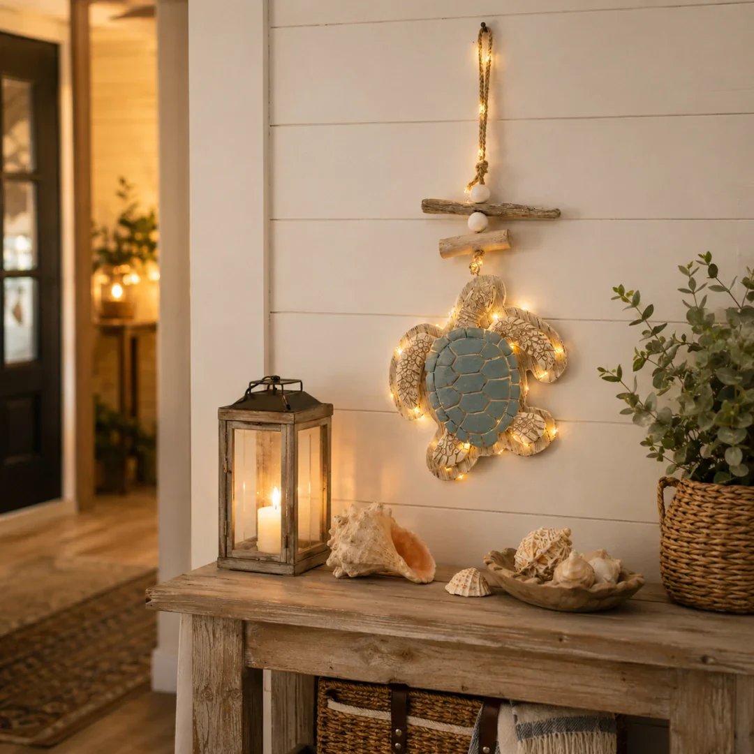 Glow-in-the-Dark Coastal Turtle Wall Hanging 🐢💋