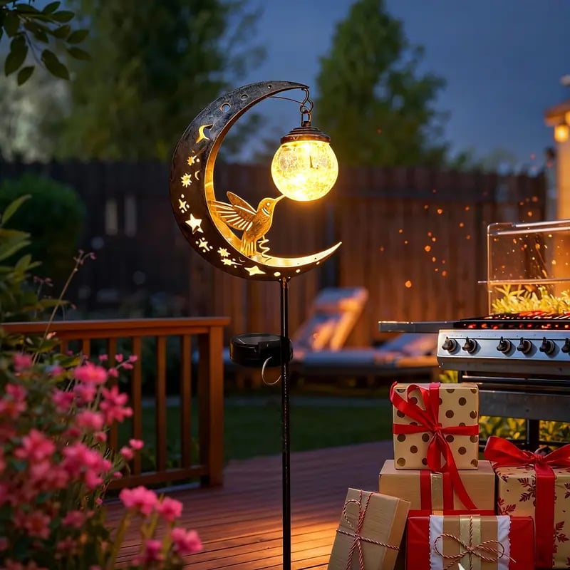 🌙✨Hummingbird Moon Solar Garden Stake Light🏆