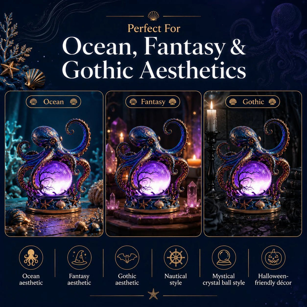 🐙 Deep Sea Octopus Crystal Ball Lamp💋