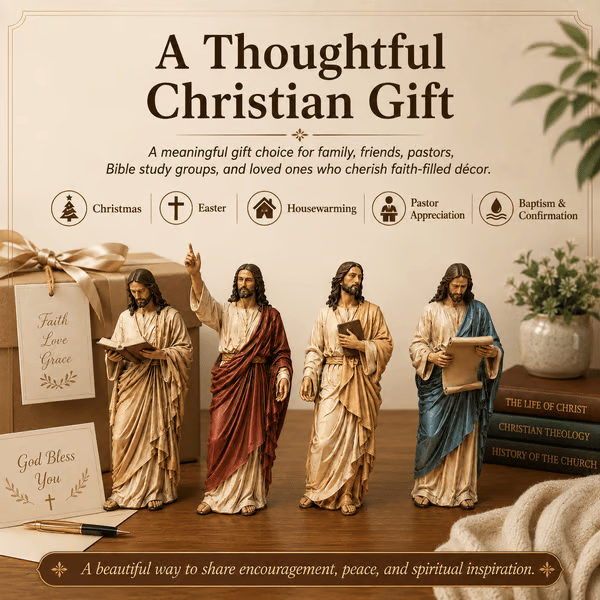 ✝️Jesus Figurine Bookshelf Decor Set🙏Sacred Companions for Your Daily Walk of Faith📚💋