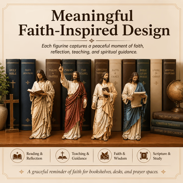 ✝️Jesus Figurine Bookshelf Decor Set🙏Sacred Companions for Your Daily Walk of Faith📚💋