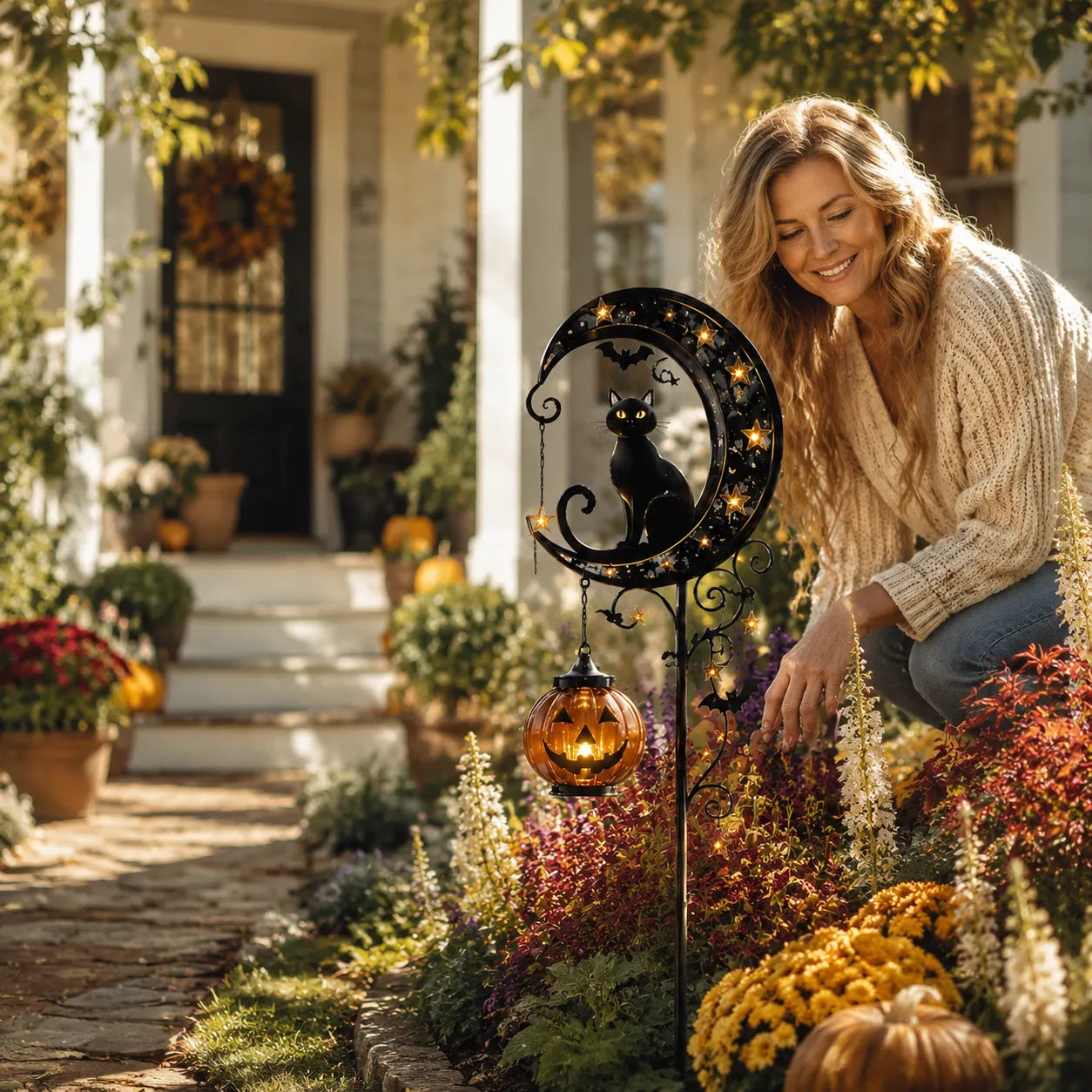 🌙 Solar-Powered Black Cat Garden Stake Light – Create a Magical Halloween Glow in Your Yard💋