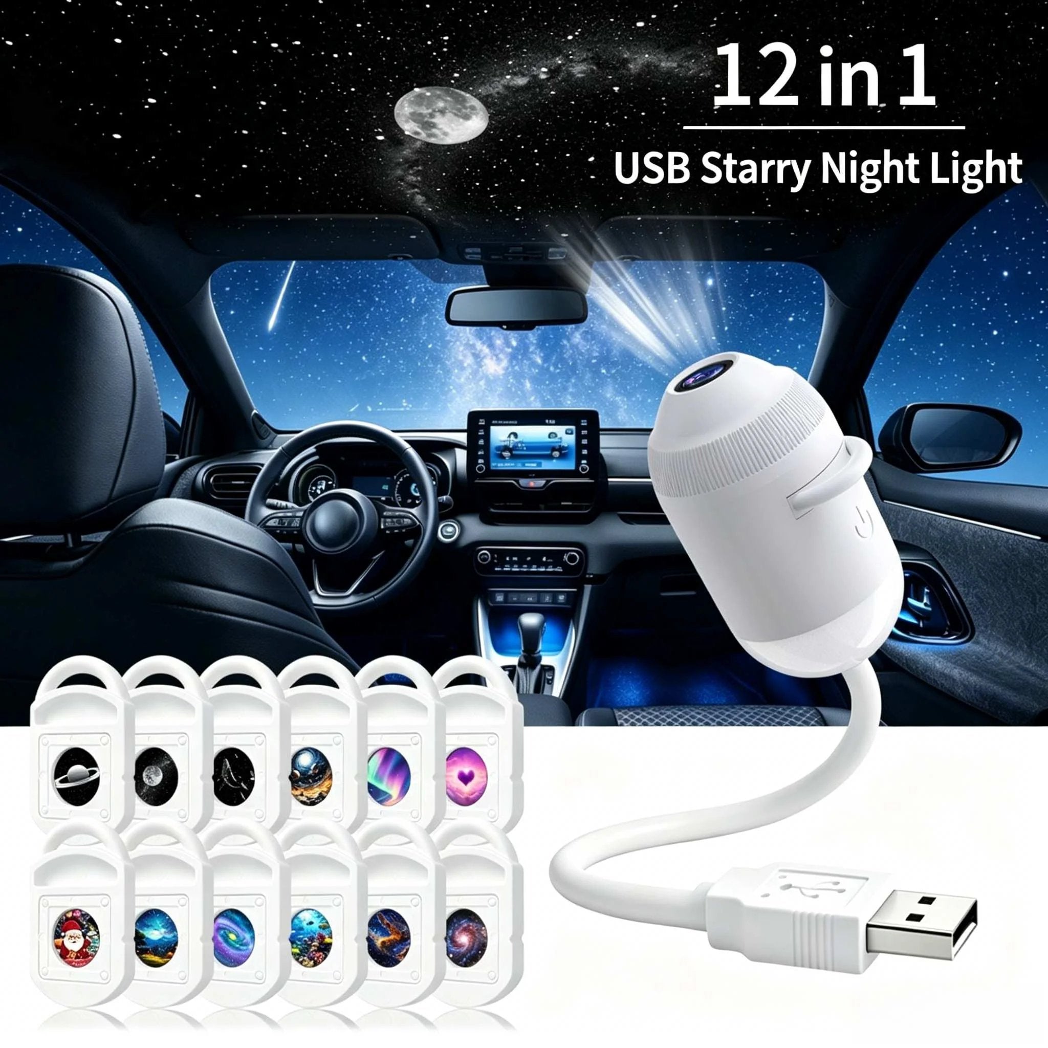 🌌5D Mini Galaxy Star Projector – Dynamic Ambient Lighting for Bedrooms, Cars & Relaxing Spaces