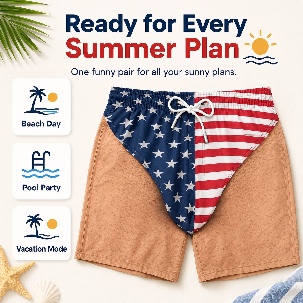 😎🇺🇸 Funny Patriotic Men’s Swim Trunks – Freedom & Chill Summer Beach Shorts 🏖️💋