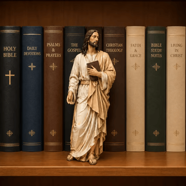 ✝️Jesus Figurine Bookshelf Decor Set🙏Sacred Companions for Your Daily Walk of Faith📚💋