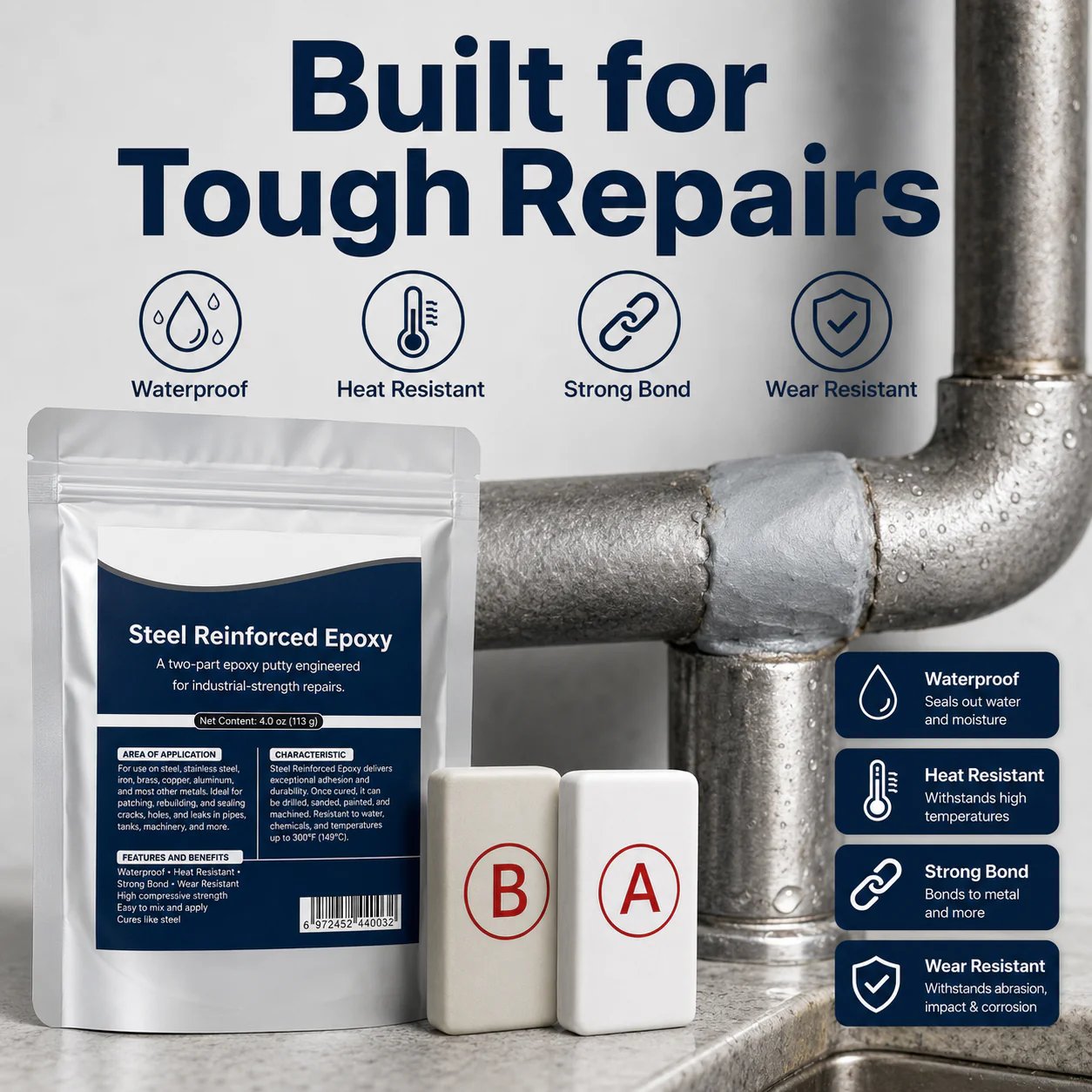 💥SAVE 50% NOW🏠Steel Reinforced Epoxy Repair Putty — Universal Glue for Metal, Wood, Plastic🏆