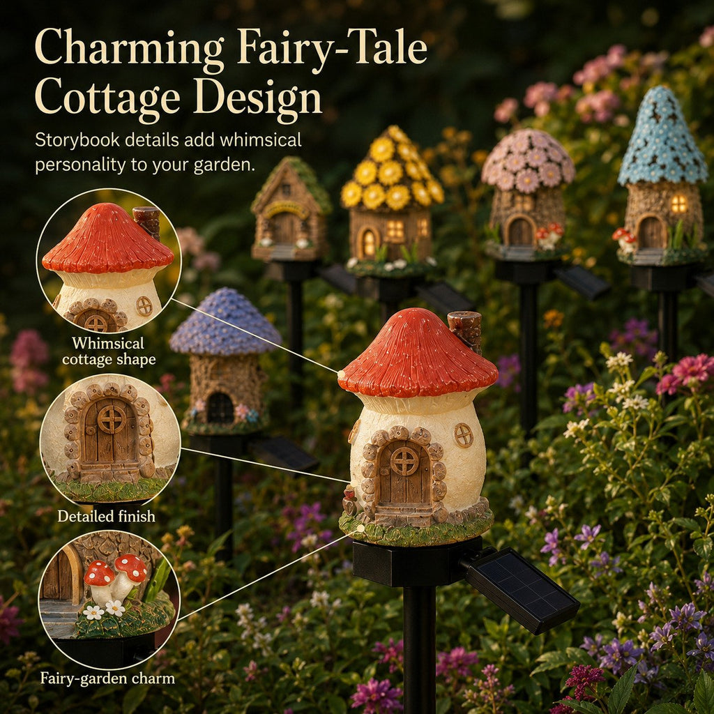 🍄🏠Solar Fairy-Tale Mushroom Cottage Garden Light🏆
