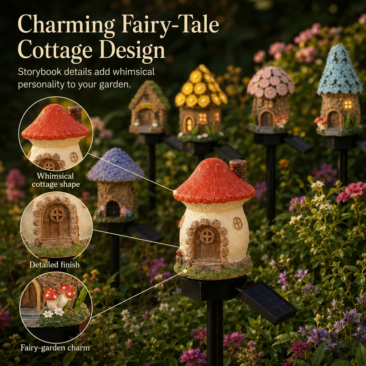 🍄🏠Solar Fairy-Tale Mushroom Cottage Garden Light🏆