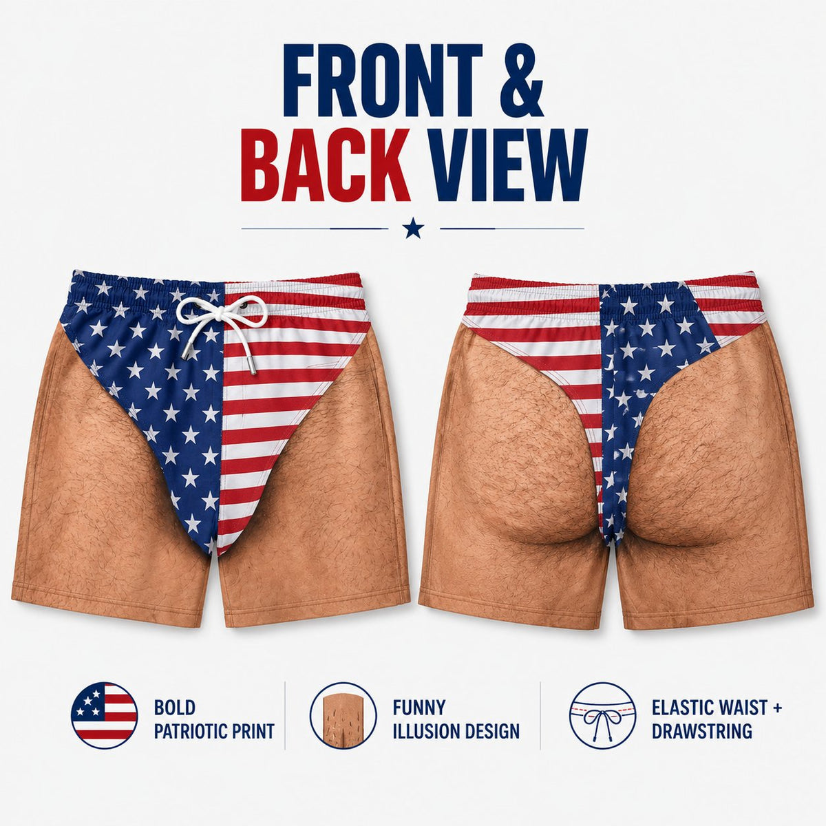 😎🇺🇸 Funny Patriotic Men’s Swim Trunks – Freedom & Chill Summer Beach Shorts 🏖️💋