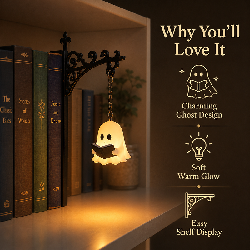 🔥Summer Sale 49% OFF🔥Cozy Reading Ghost Bookshelf Lamp🏆